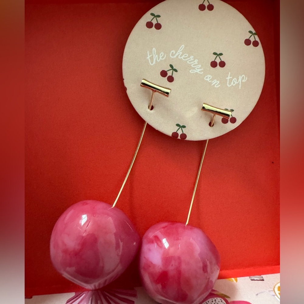 Piper Gold and Pink Cherry Earrings